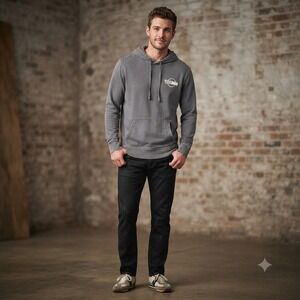 American Eagle Mens Size Large Black GM Corvette Hoodie Graphic Sweatshirt Faded